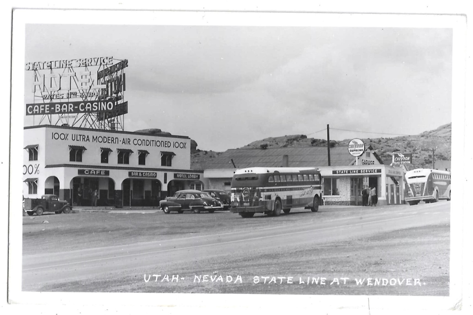 Wendover NV Nevada UT Utah State Line RPPC Postcard Gas Station Bus eBay
