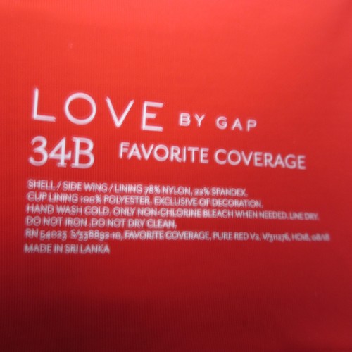 Gap Body Bra 34B Red Padded Underwire Adjustable Clasp Back - Picture 10 of 11