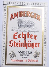 Label Label AMBERGER Genuine Steinhäger 38% Amberg Distillery Steinhagen 1961