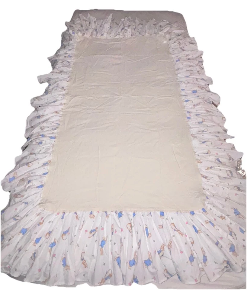 Винтажная ручная работа Беатрикс Поттер Кролик Питер Белая кроватка Пыль Рюши Юбка для кровати - Изображение 2 из 4