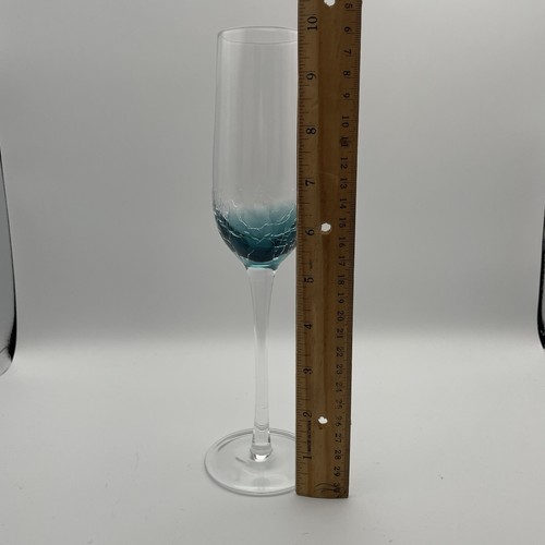 "Copa delgada de vino champán azul verdoso craquelada de 9 3/4"" de alto" - Imagen 8 de 10