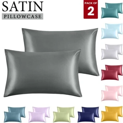 INSPIREHOMEWARE Premium Satin Silk Pillowcases For Hair And Skin 2 Pack Soft Pillow Cases Covers