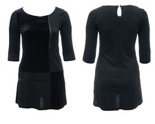 Womens Plus Size Black Ponte & Velvet Dress Bead detail Ex Store Bnwt Ladies 