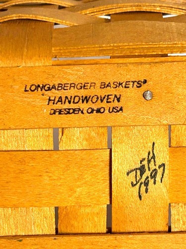 Longaberger Classic Basket Set With Floral Liner & Plastic Insert 1997 - Picture 7 of 8