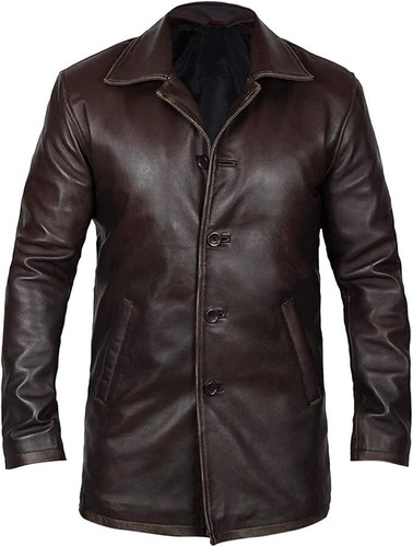 Men’s Winchester Western Distressed Sheepskin Brown Leather Jacket – Cowboy Coat - Picture 6 of 10