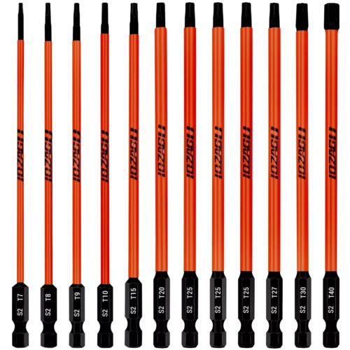 Long Torx Bit Set 6 Inch Magnetic Security Tamper Proof Star Bit Set 12Pcs