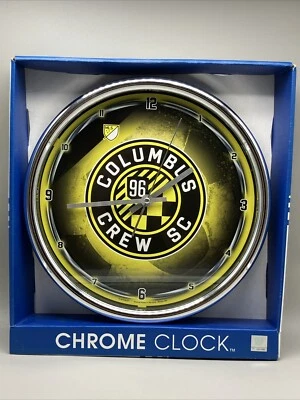 COLUMBUS CREW SC 96 12" CHROME ROUND WALL CLOCK NEW WINCRAFT (A3) - Image 1 of 4