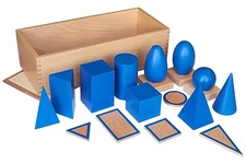 Geometric Solids with Stands, Bases and Box - IFIT MONTESSORI SENSORIAL MATERIAL