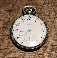 Drop Dead Handsome C. 1922 Elgin Grade 303 12s 7J Art Deco Pocket Watch
