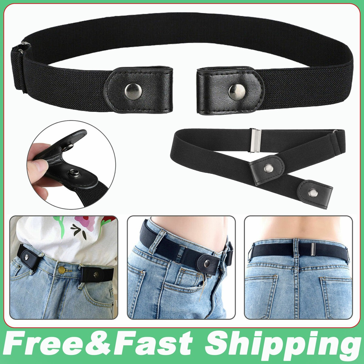 Invisibelt No Show Women's Stretch Belt, Adjustable Flat Belt, One