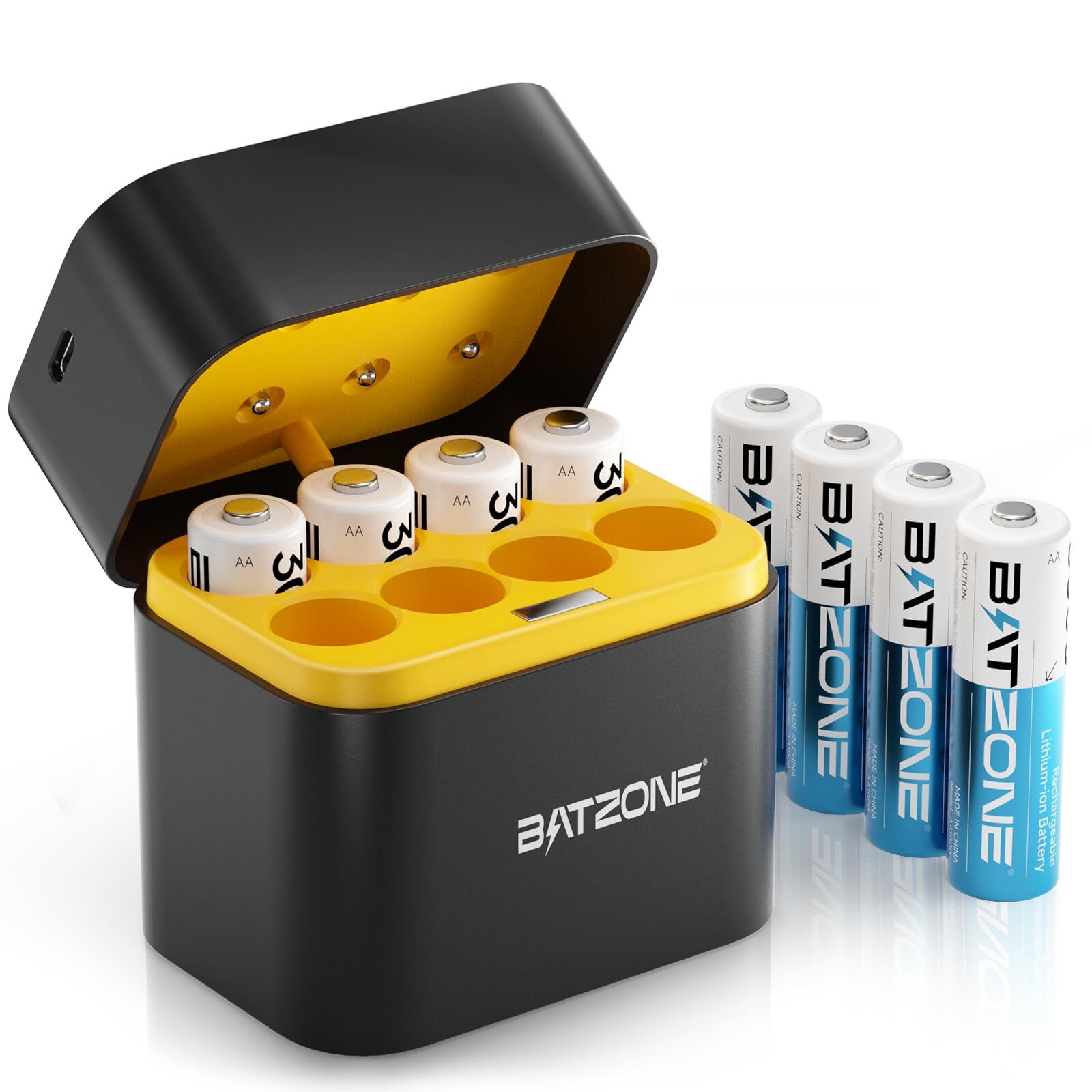 Rechargeable aa Batteries Lithium 8 Pack with Fast Charger1.5V 3000mWh High C...-image