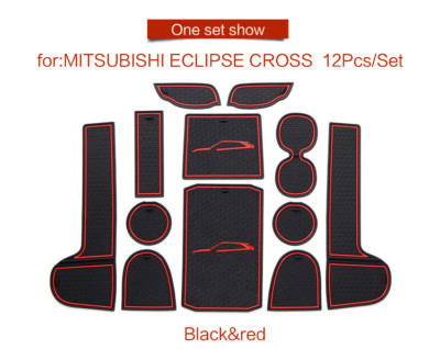 for MItsubishi Eclipse Cross Cup Holders Coaster Anti-Slip Gate Slot Mat RED