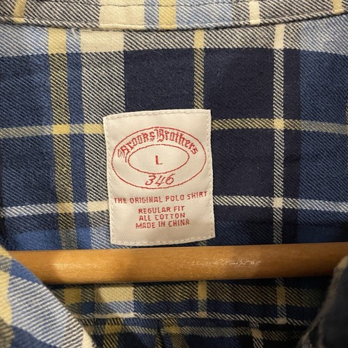 Brooks Brothers camicia uomo grande blu a quadri flanella tartan outdoor campeggio - Foto 3 di 8