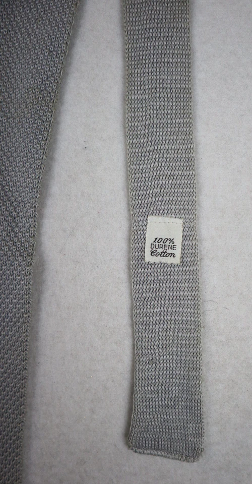 Corbata tejida gris vintage para niños jóvenes punta cuadrada - caballo vaquero bordado Foto 4 de 4