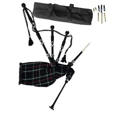 Great Highland Bagpipe   Mackenzie Tartan, Silver Mounts  Carry Bag Included