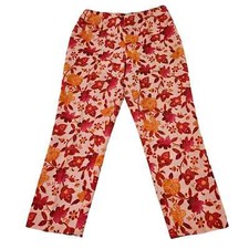 Ann Taylor Women's Vintage Pink Floral 100 Silk High Rise Ankle Pant. Size 8P