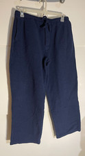 Saddlebred Men's Pajama Pants Size M Navy Blue Pockets Drawstring Button