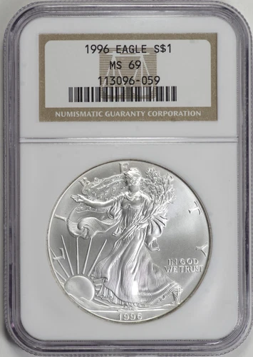 1996 American Silver Eagle $1 NGC MS69, Classic Brown Label [21F08]