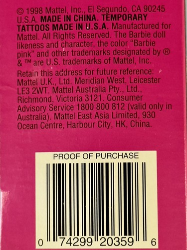 Vintage RARE Barbie Doll Mattel Butterfly Art Tattoo BARBIE 1998 New NRFB - Picture 21 of 21