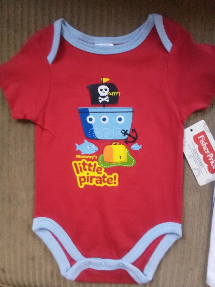 Infantil Niño Manga S Una Pieza Talla 0-3 Meses Pirata y Béisbol Longall Nuevo con Etiquetas Foto 3 de 4