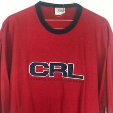 Vintage Chaps Ralph Lauren Mens Ringer Tee XL Red Raised Logo Made in USA 90s