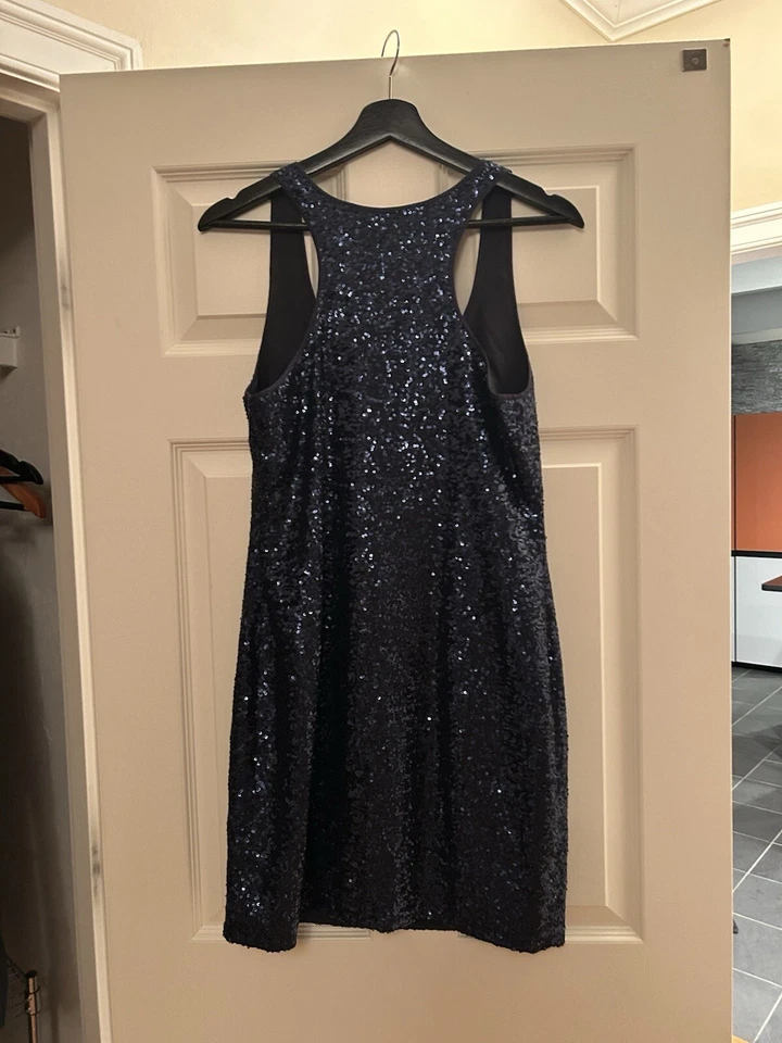 Платье-футляр RYCH с подкладкой темно-синее с блестками размер 6 - Изображение 2 из 4