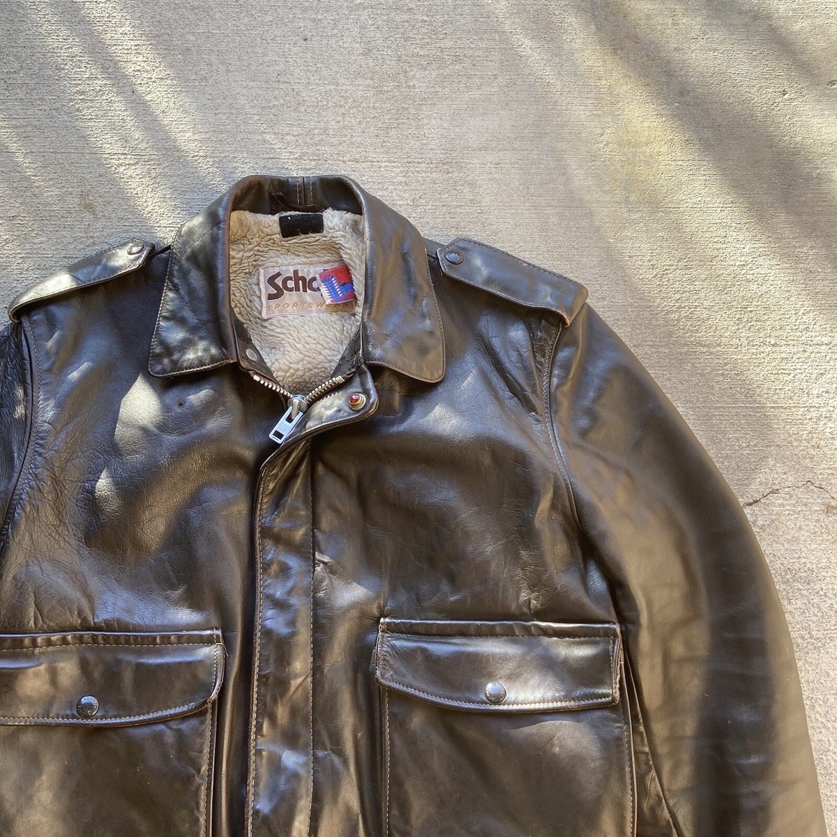 SCHOTT RARE A-2 80's VINTAGE Shearling LEATHER JACKET Hand SCHOTT RARE A-2 80's VINTAGE Shearling LEATHER JACKET Hand