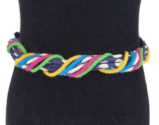 Vintage 80s Ginnie Johansen Designs Inc Navy  White Polka Dot Braided Cord Belt