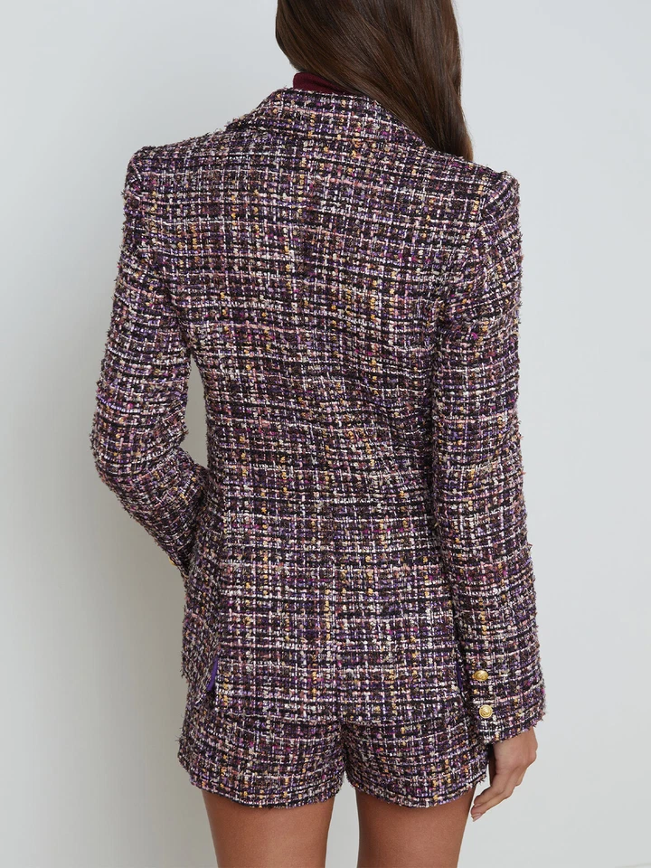 L'AGENCE Women Tweed Casual Suit Jacket and Shorts - Image 3 of 4