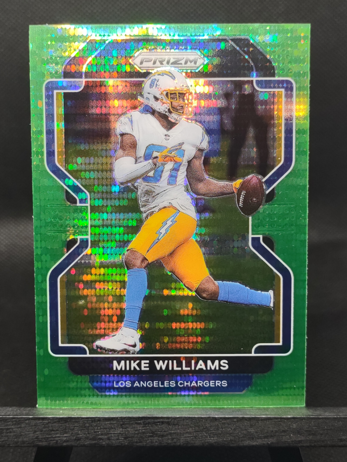 2021 Panini Prizm MIKE WILLIAMS GREEN PULSAR REFRACTOR #167 Los Angeles Chargers