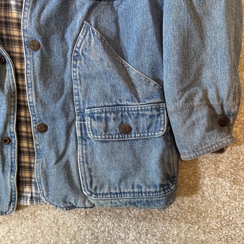 Vintage Denim youth L 10/12 Great land lined blue denim chore jacket barn 90s - Picture 2 of 9
