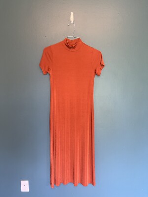 Vintage dynamite 90s Y2K Womens orange mock neck midi dress Size Large |  eBay