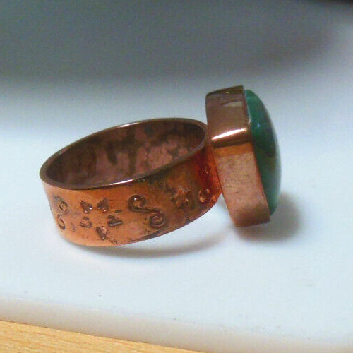 Jay King Triangular-Shaped Malachite Copper Ring … - image 2