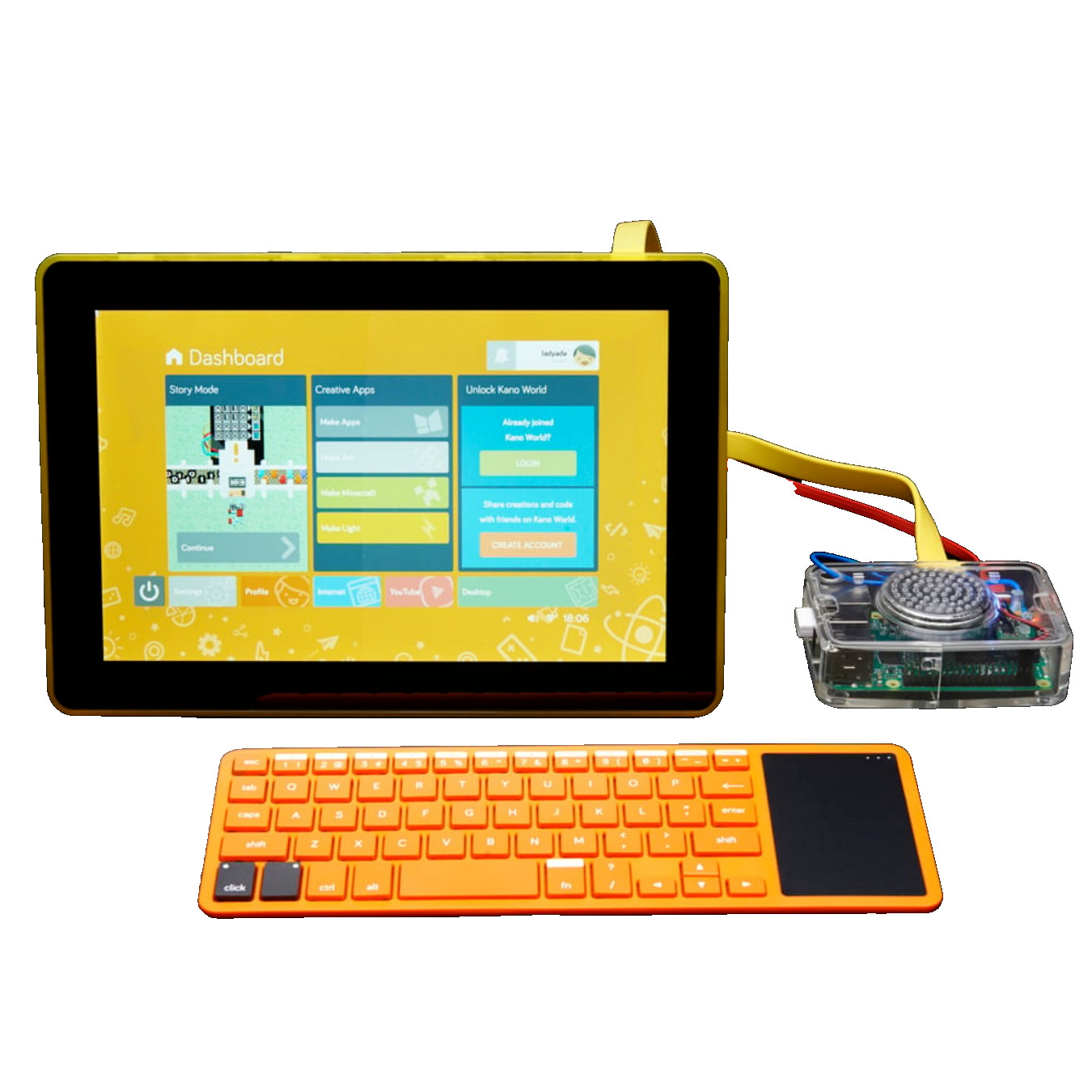 NEW! KANO Computer Kit DIY + Raspberry Pi 3 Model B & KANO Screen Kit 10.1" 720p