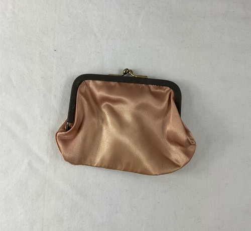 Vintage 1950s Edwards Handbag LTD Purse Brown Cloth Gold Trim Snap Closure Lined - Picture 9 of 12
