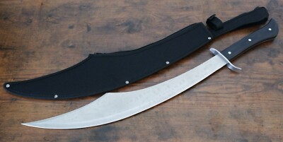 25  Scimitar Full Tang Wood Handle Nylon Sheath 18  Curved Blade Back Strap