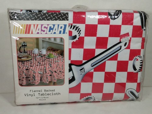 NASCAR TABLE CLOTH COVER 70" Round Racing Race Cars Flannel Back Reusable NEW - 第 1/4 張圖片