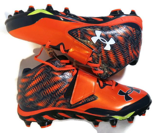 UA Under Armour Mens Team Clutch Fit Mid Football Cleats S 14 1276701-410 Orange | eBay