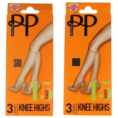 Ladies Pretty Polly 15 Denier Everyday Knee Highs - 3 Pair Pack