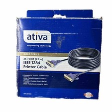 Ativa 25FT IEEE1284 DB25 Male Centronics CN36 Male Parallel Printer Cable GOLD