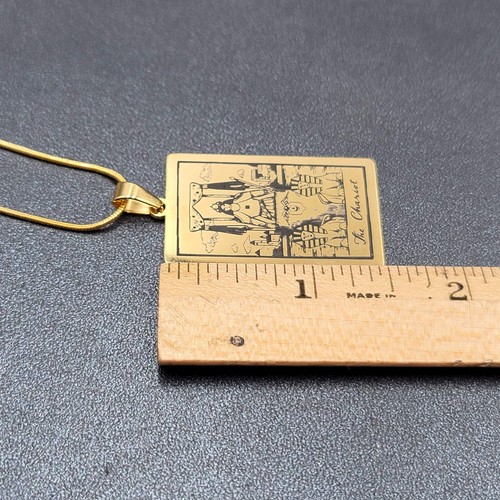 Der Streitwagen Tarotkarte Anhänger Halskette Major Arcana goldfarben 18 Zoll - Bild 8 von 8