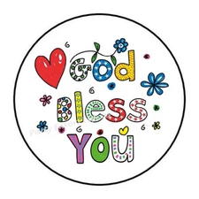 30 GOD BLESS YOU ENVELOPE SEALS LABELS PARTY FAVORS STICKERS 1.5"