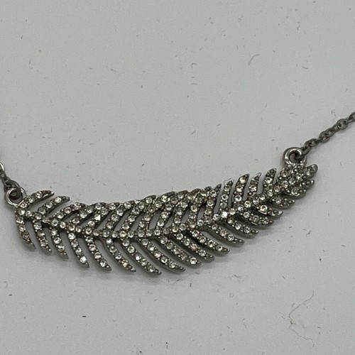 INC International Concepts Rhinestone Feather Necklace - Picture 2 of 2