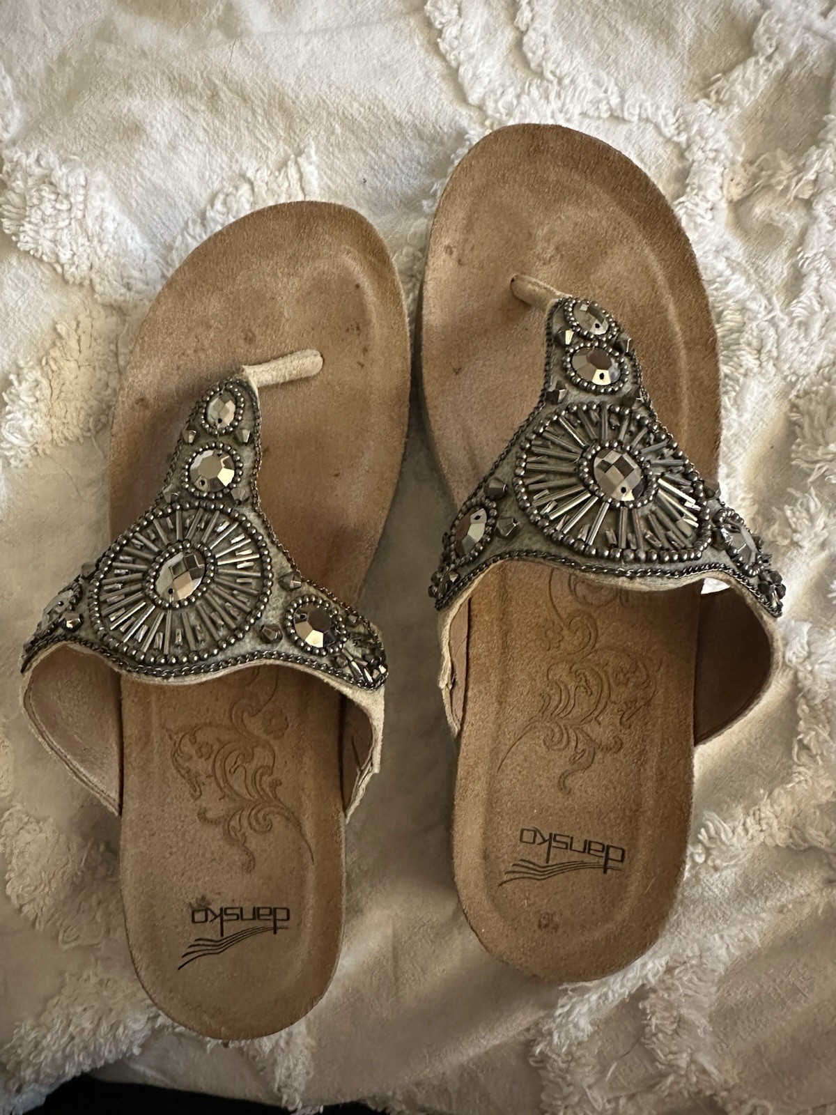 APL Sandali Dansko Priya 7 5 8 (38) Bling Thong blu pelle scamosciata hippie bohemien