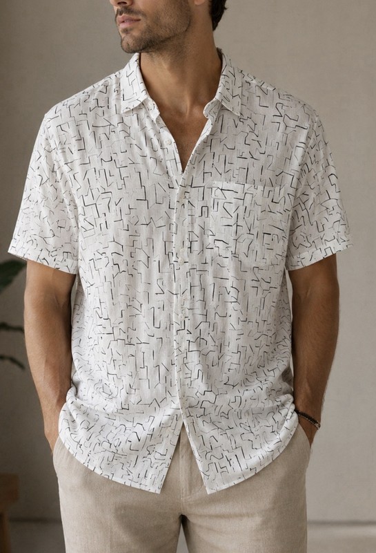 Onia Mens XLarge Linen Cotton Blend Button Down Shirt Short Sleeve