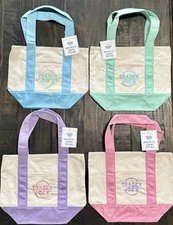 Trader Joe's Pastel Mini Canvas Tote Bags LIMITED EDITION EASTER NWT LOT OF 4