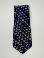 Burberry London Navy Silk Umbrella Print Necktie Novelty Designer Made Italy