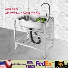 Commercial Utility Prep Sink Stainless Steel Kitchen Sink 1 Compartment