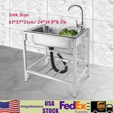 Commercial Utility & Prep Sink Stainless Steel Kitchen Sink 1 Compartment