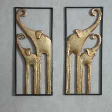Set of 2 Elephant Wall Decor, African Wall Decor, Gold Elephant Wall Art, Animal